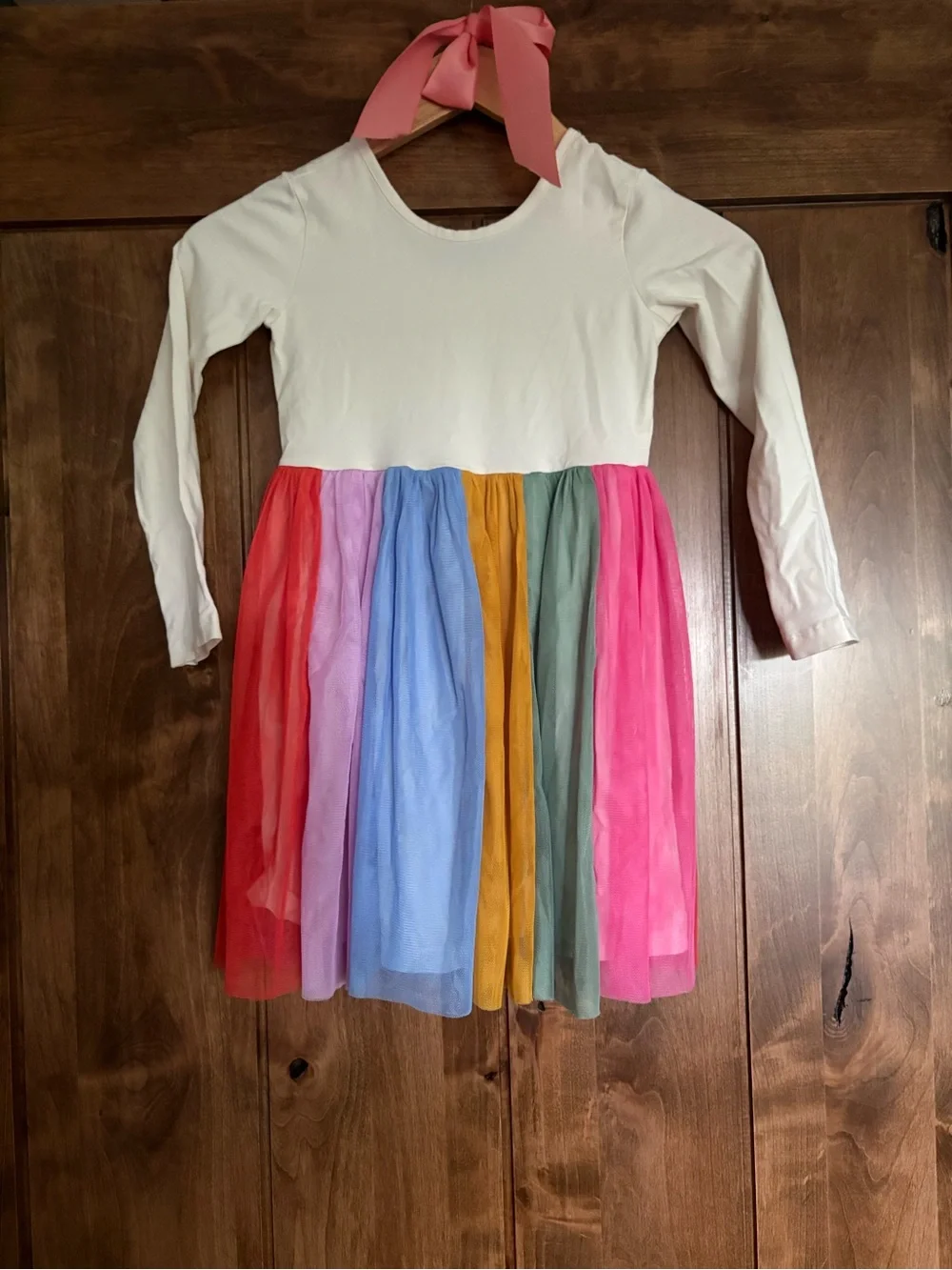 Hanna Andersson Ivory Top with Rainbow Tulle Skirt